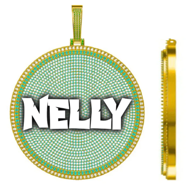 CUSTOM LETTER NECKLACE 3D BIG DISC sold by The GUU Shop