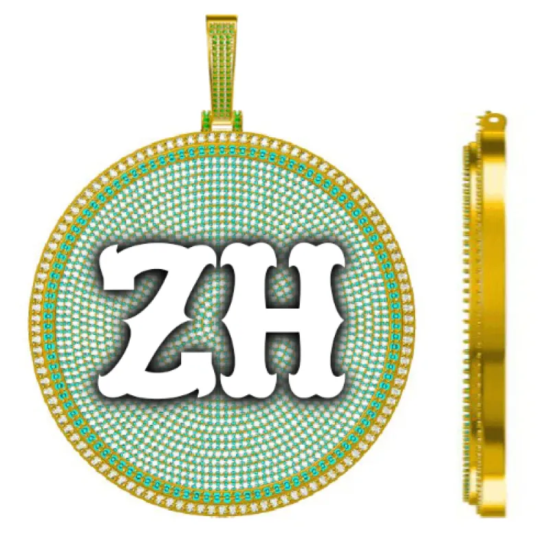 CUSTOM LETTER NECKLACE 3D BIG DISC sold by The GUU Shop