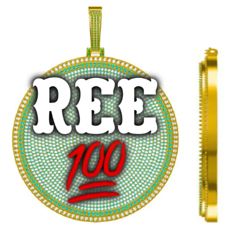 CUSTOM LETTER NECKLACE 3D BIG DISC sold by The GUU Shop