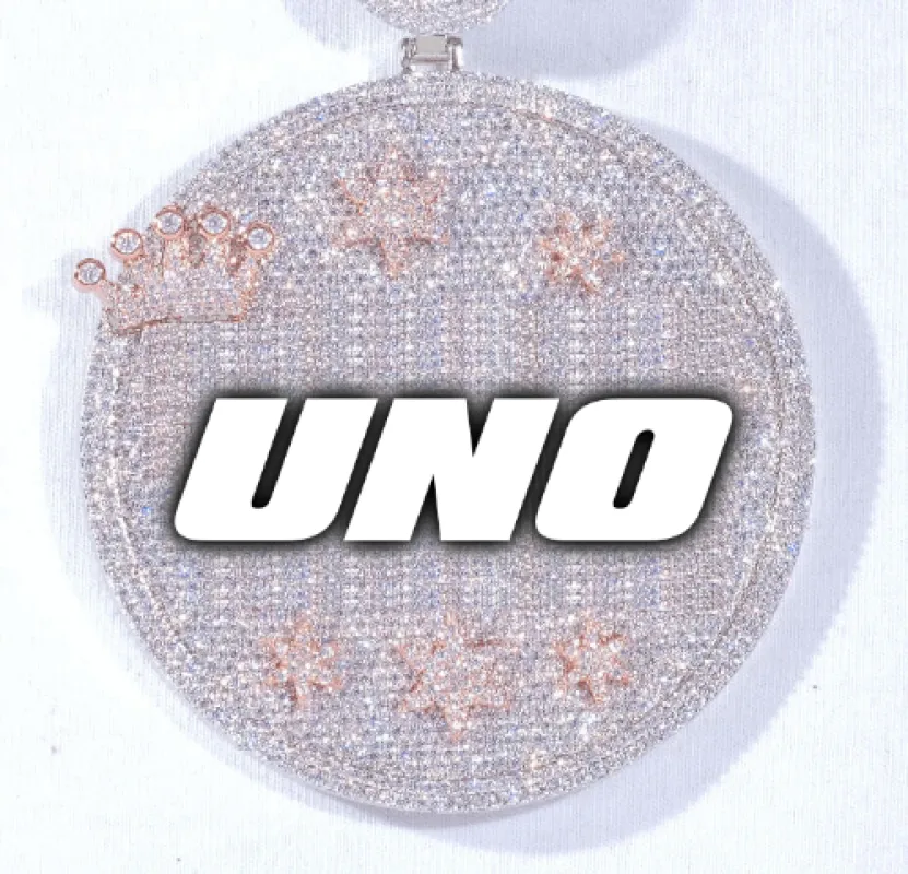 CUSTOM LETTER NECKLACE 3D BIG CROWN DISC sold by The GUU Shop