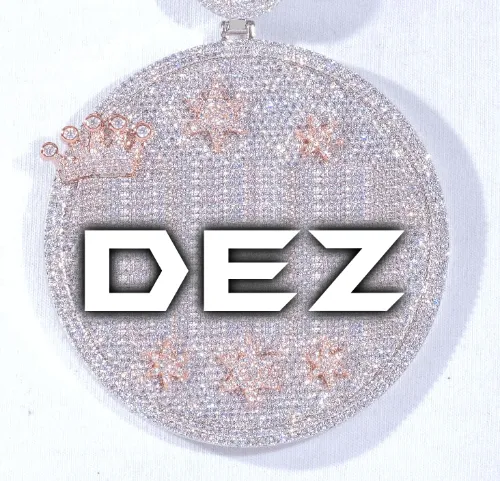 CUSTOM LETTER NECKLACE 3D BIG CROWN DISC sold by The GUU Shop