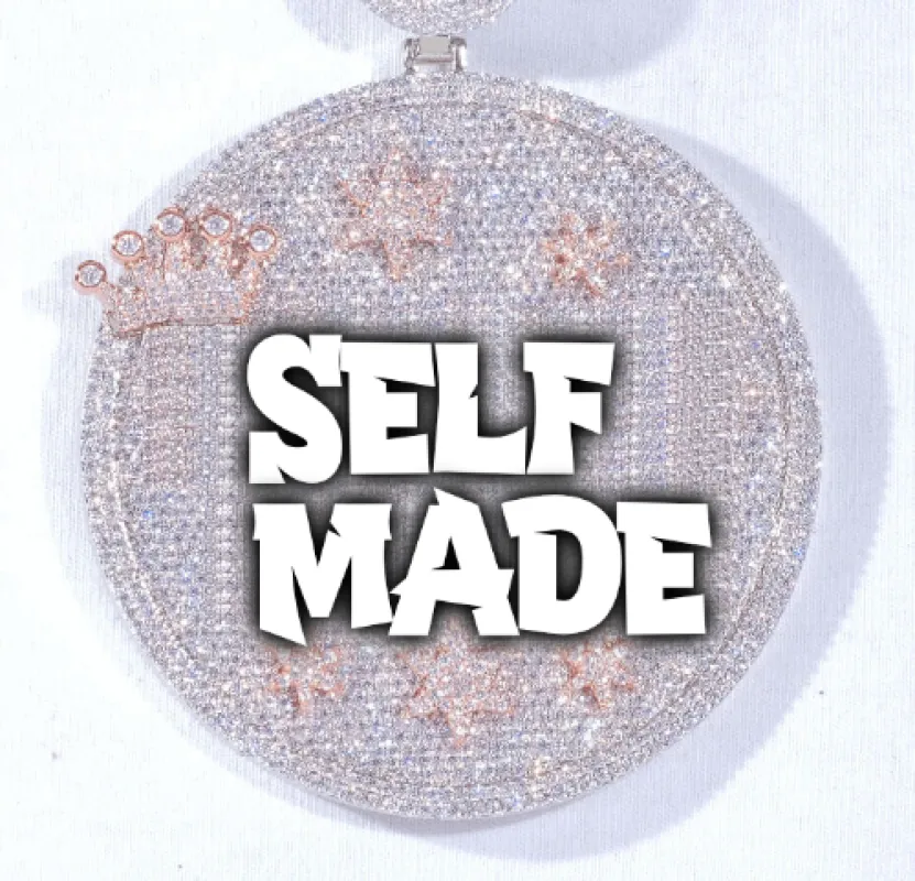 CUSTOM LETTER NECKLACE 3D BIG CROWN DISC sold by The GUU Shop