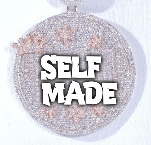 CUSTOM LETTER NECKLACE 3D BIG CROWN DISC sold by The GUU Shop