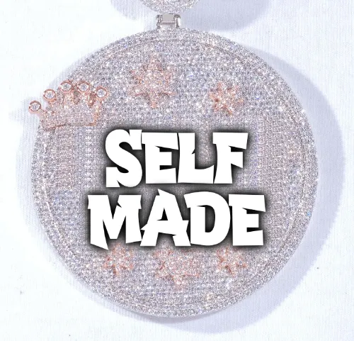 CUSTOM LETTER NECKLACE 3D BIG CROWN DISC sold by The GUU Shop