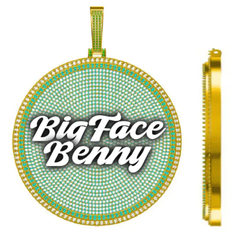 CUSTOM LETTER NECKLACE 3D BIG DISC sold by The GUU Shop