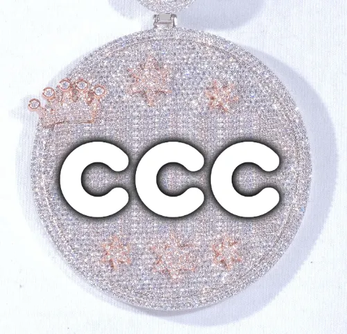 CUSTOM LETTER NECKLACE 3D BIG CROWN DISC sold by The GUU Shop