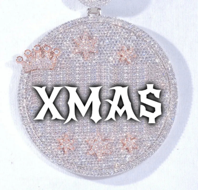 CUSTOM LETTER NECKLACE 3D BIG CROWN DISC sold by The GUU Shop