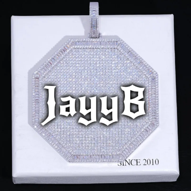 CUSTOM LETTER NECKLACE 3D BIG OCTAGON sold by The GUU Shop