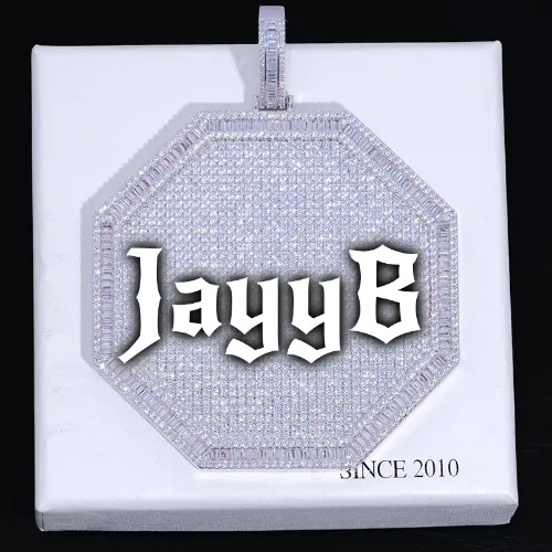 CUSTOM LETTER NECKLACE 3D BIG OCTAGON sold by The GUU Shop