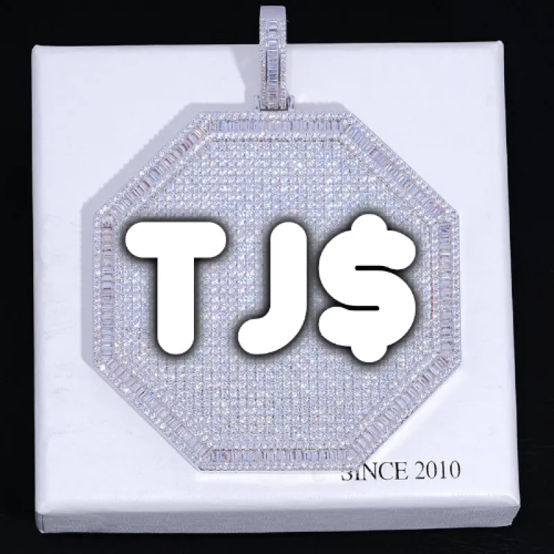 CUSTOM LETTER NECKLACE 3D BIG OCTAGON sold by The GUU Shop
