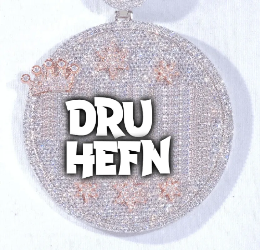 CUSTOM LETTER NECKLACE 3D BIG CROWN DISC sold by The GUU Shop