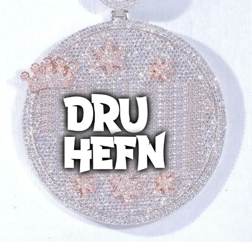 CUSTOM LETTER NECKLACE 3D BIG CROWN DISC sold by The GUU Shop