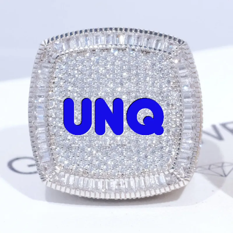 CUSTOM LETTER 3D ICED RING sold by The GUU Shop