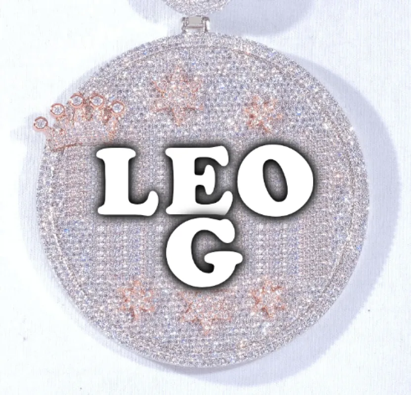 CUSTOM LETTER NECKLACE 3D BIG CROWN DISC sold by The GUU Shop