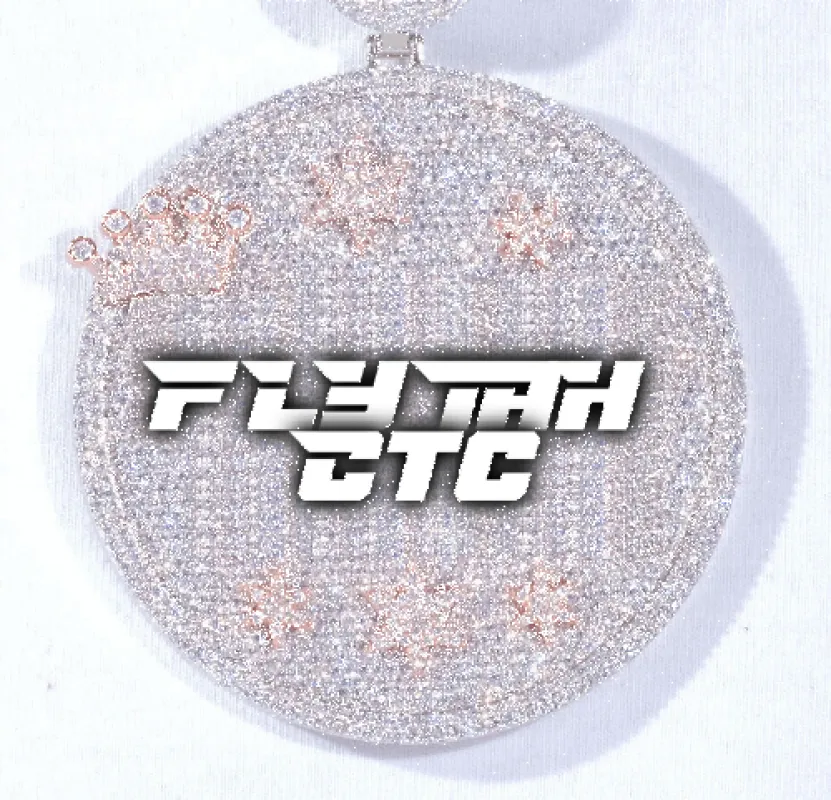 CUSTOM LETTER NECKLACE 3D BIG CROWN DISC sold by The GUU Shop