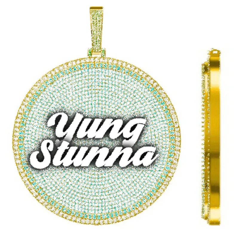 CUSTOM LETTER NECKLACE 3D BIG DISC sold by The GUU Shop