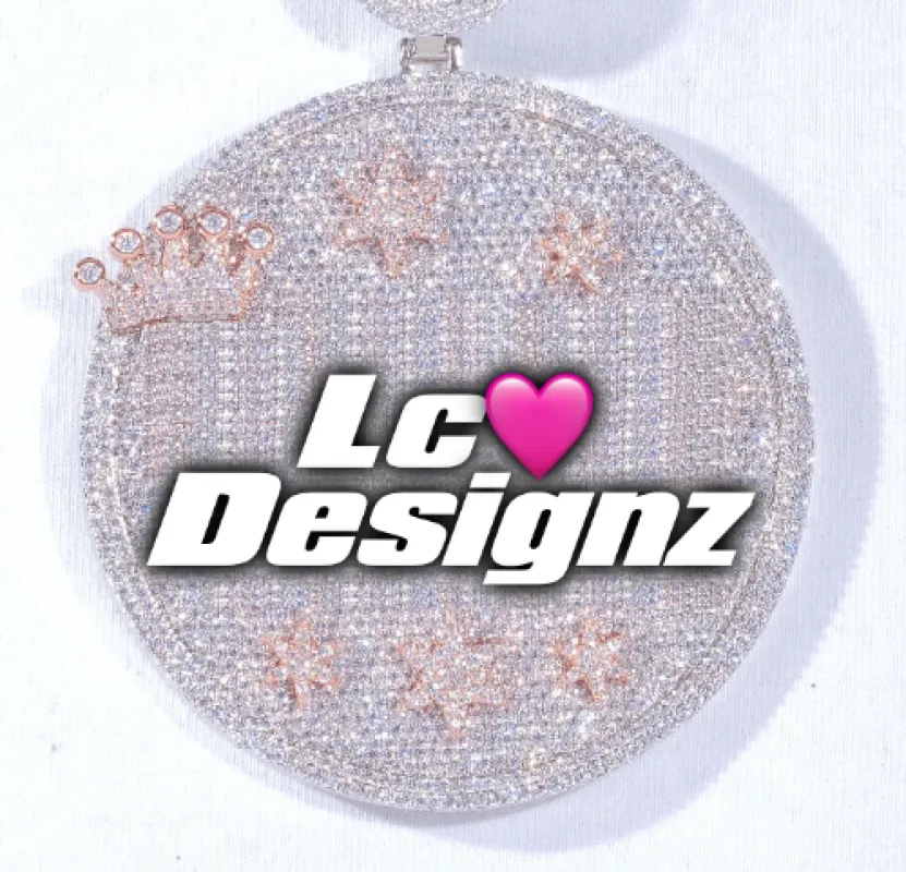 CUSTOM LETTER NECKLACE 3D BIG CROWN DISC made by The GUU Shop