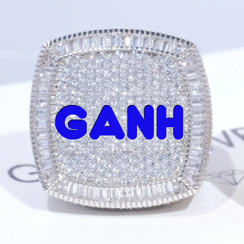 CUSTOM LETTER 3D ICED RING sold by The GUU Shop