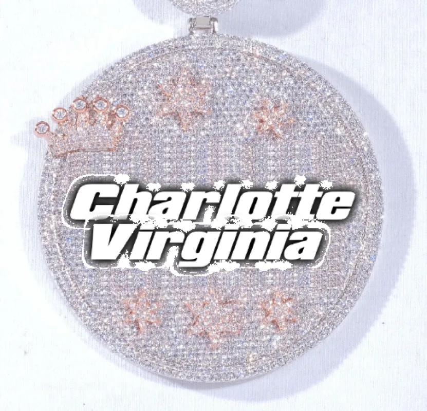 CUSTOM LETTER NECKLACE 3D BIG CROWN DISC sold by The GUU Shop