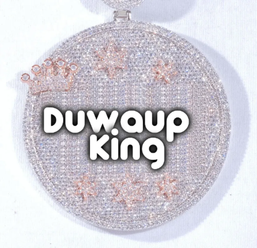 CUSTOM LETTER NECKLACE 3D BIG CROWN DISC sold by The GUU Shop