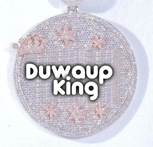 CUSTOM LETTER NECKLACE 3D BIG CROWN DISC sold by The GUU Shop