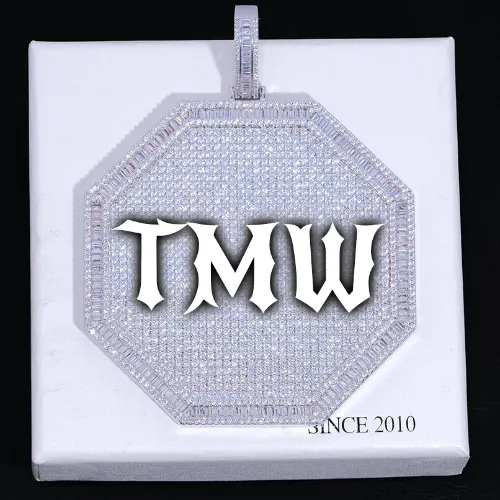 CUSTOM LETTER NECKLACE 3D BIG OCTAGON sold by The GUU Shop