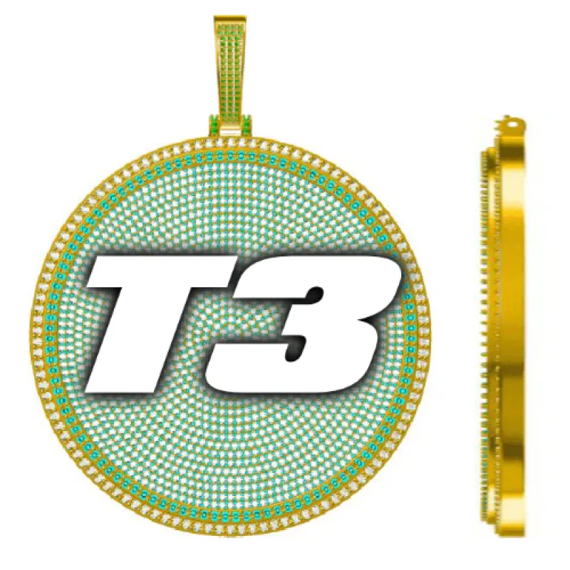 CUSTOM LETTER NECKLACE 3D BIG DISC sold by The GUU Shop