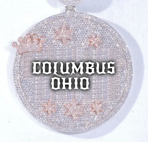 CUSTOM LETTER NECKLACE 3D BIG CROWN DISC sold by The GUU Shop