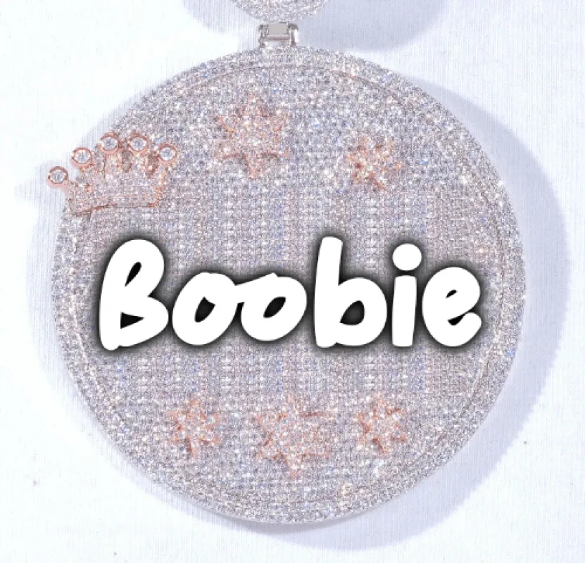 CUSTOM LETTER NECKLACE 3D BIG CROWN DISC sold by The GUU Shop