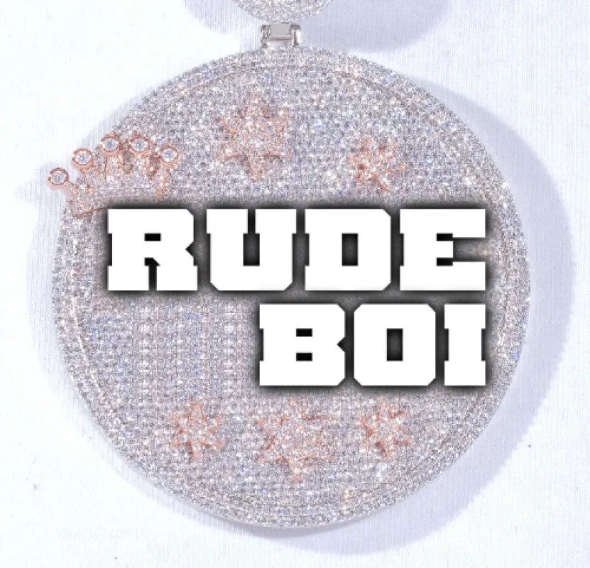 CUSTOM LETTER NECKLACE 3D BIG CROWN DISC sold by The GUU Shop