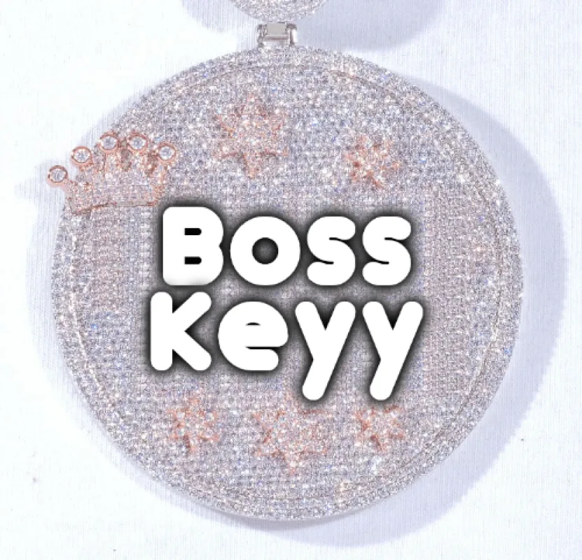 CUSTOM LETTER NECKLACE 3D BIG CROWN DISC sold by The GUU Shop