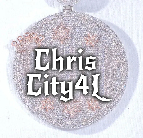 CUSTOM LETTER NECKLACE 3D BIG CROWN DISC sold by The GUU Shop