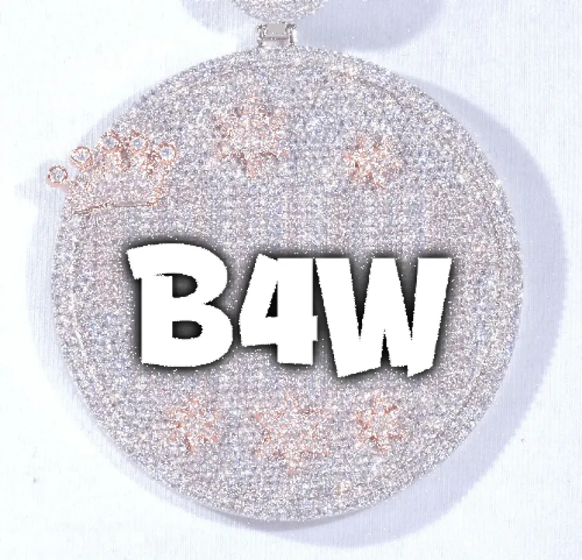 CUSTOM LETTER NECKLACE 3D BIG CROWN DISC sold by The GUU Shop