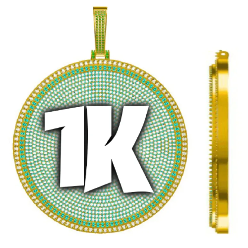 CUSTOM LETTER NECKLACE 3D BIG DISC sold by The GUU Shop