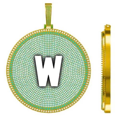 CUSTOM LETTER NECKLACE 3D BIG DISC sold by The GUU Shop