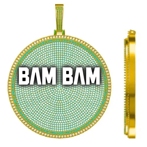 CUSTOM LETTER NECKLACE 3D BIG DISC sold by The GUU Shop