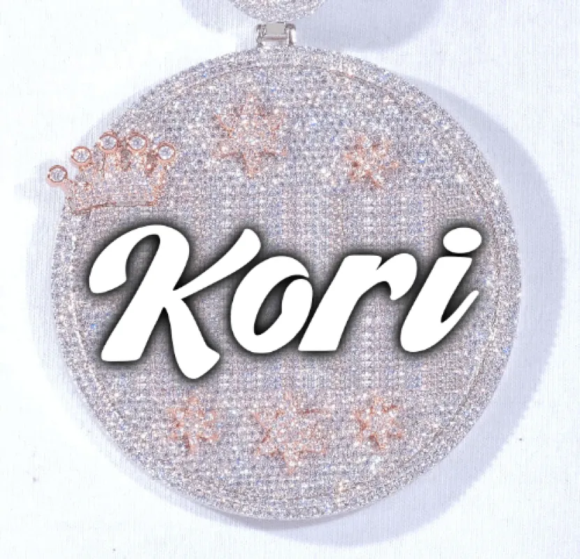 CUSTOM LETTER NECKLACE 3D BIG CROWN DISC sold by The GUU Shop