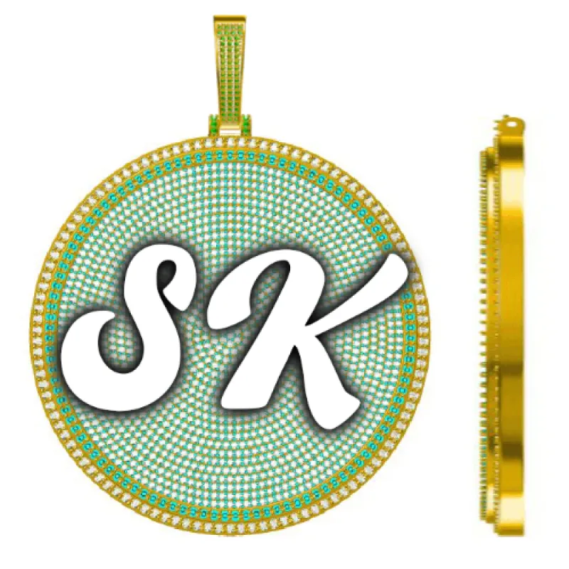 CUSTOM LETTER NECKLACE 3D BIG DISC sold by The GUU Shop