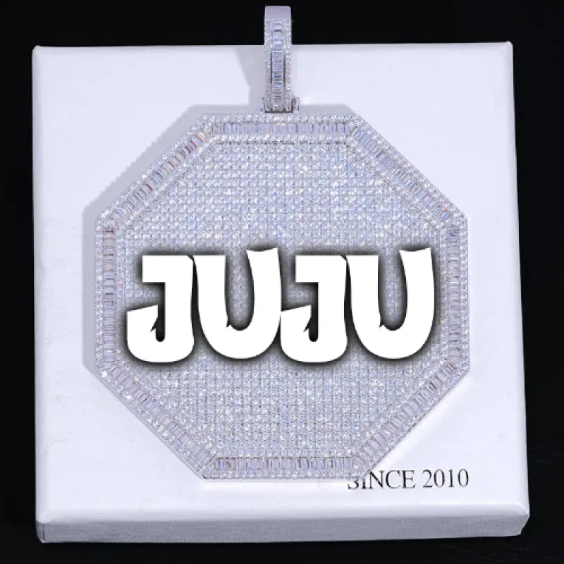 CUSTOM LETTER NECKLACE 3D BIG OCTAGON sold by The GUU Shop