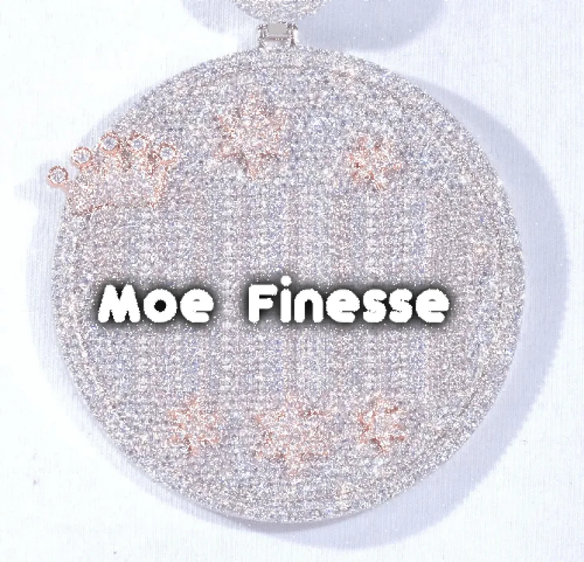 CUSTOM LETTER NECKLACE 3D BIG CROWN DISC sold by The GUU Shop