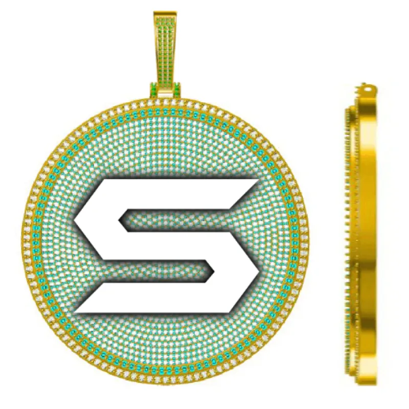 CUSTOM LETTER NECKLACE 3D BIG DISC sold by The GUU Shop