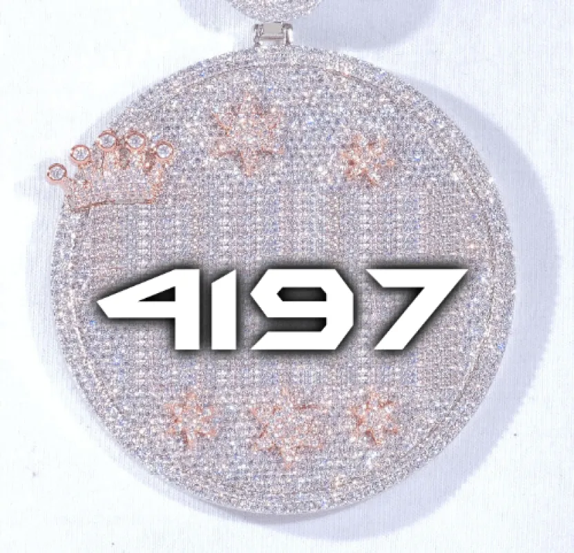 CUSTOM LETTER NECKLACE 3D BIG CROWN DISC sold by The GUU Shop