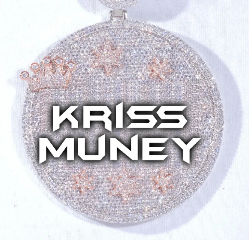 CUSTOM LETTER NECKLACE 3D BIG CROWN DISC sold by The GUU Shop