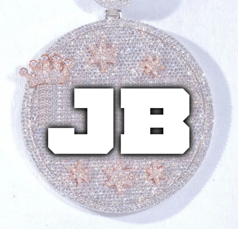 CUSTOM LETTER NECKLACE 3D BIG CROWN DISC made by The GUU Shop