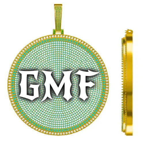 CUSTOM LETTER NECKLACE 3D BIG DISC sold by The GUU Shop