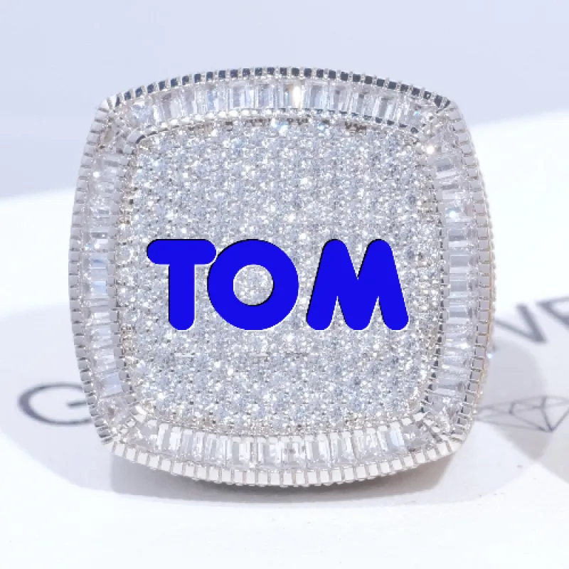 CUSTOM LETTER 3D ICED RING sold by The GUU Shop