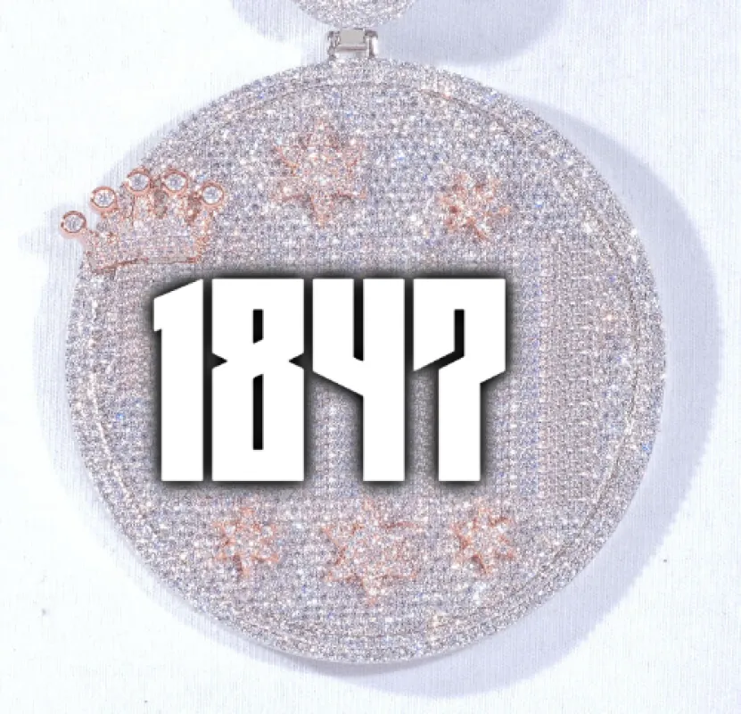 CUSTOM LETTER NECKLACE 3D BIG CROWN DISC sold by The GUU Shop