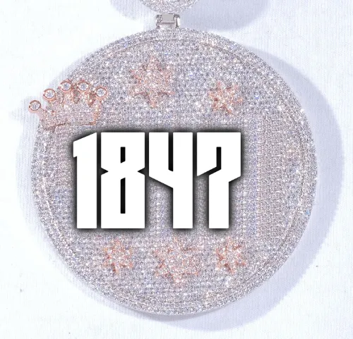 CUSTOM LETTER NECKLACE 3D BIG CROWN DISC sold by The GUU Shop