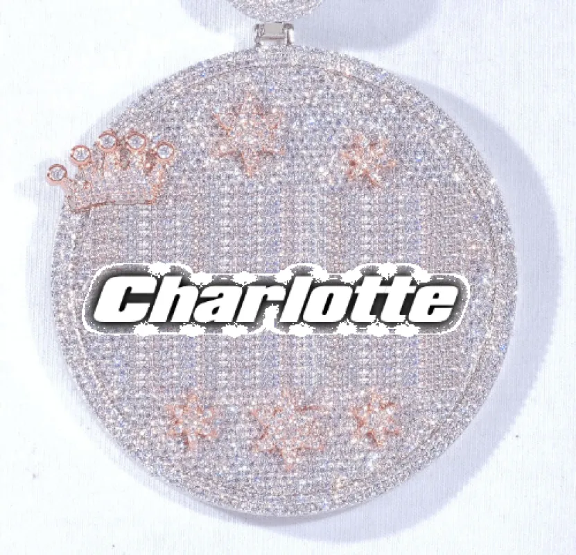 CUSTOM LETTER NECKLACE 3D BIG CROWN DISC sold by The GUU Shop