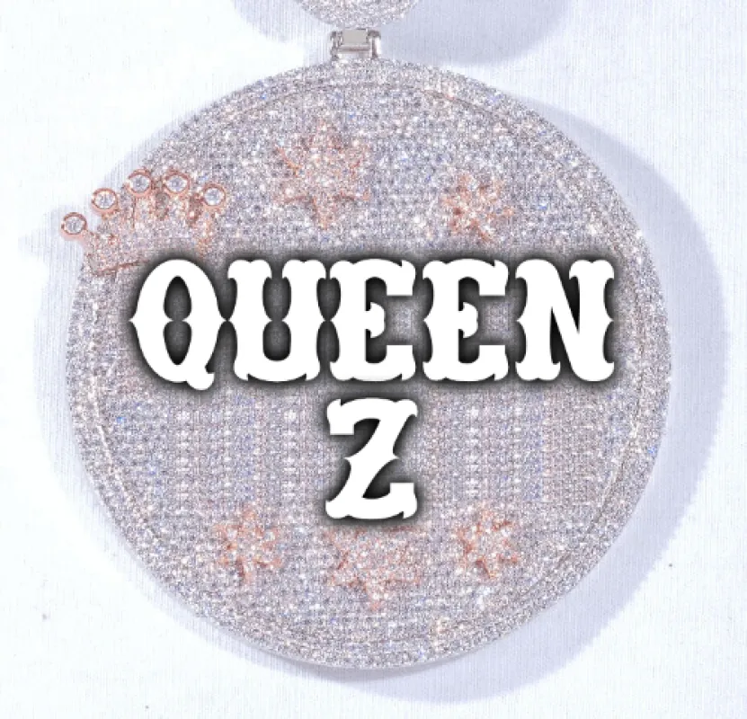 CUSTOM LETTER NECKLACE 3D BIG CROWN DISC sold by The GUU Shop